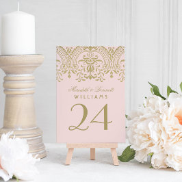 Cartão de Número de Mesa Blush Gold Glamour
