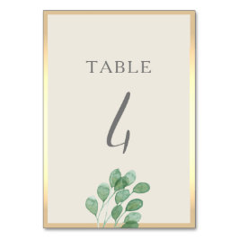 Cartão de Número de Mesa Casamento Verde Dourado