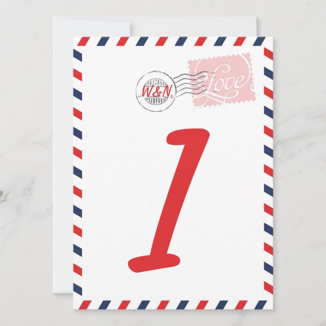 Cartão de Número de Mesa Coleção Postal Serviço Ve (Frente)