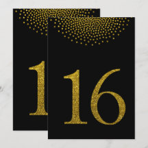 Cartão de Número de Mesa com Brilho de Ouro Falso 