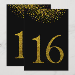 Cartão de Número de Mesa com Brilho Dourado Falso 