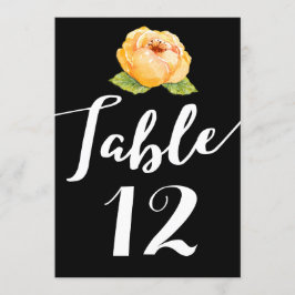 Cartão de Número de Mesa com Floral Dourada em Pre