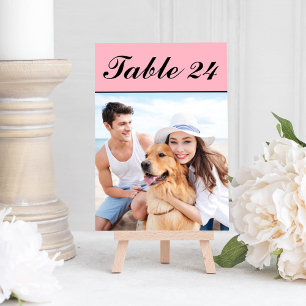 Cartão de Número de Mesa com Foto de Pet Preto e R