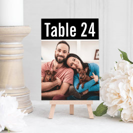 Cartão de Número de Mesa com Foto de Pet Preto Mod