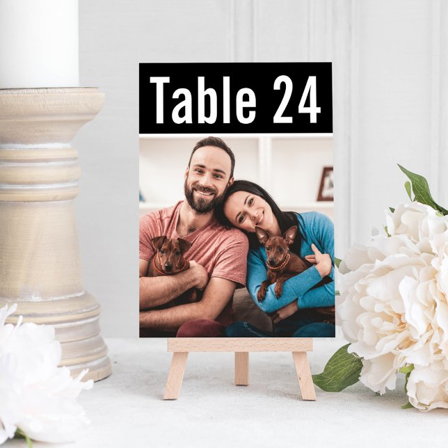 Cartão de Número de Mesa com Foto de Pet Preto Mod (Criador carregado)