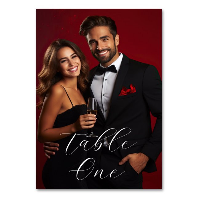 Cartão de Número de Mesa com Foto Personalizada (Frente)