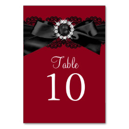 Cartão de Número de Mesa com Laço de Pérola Vermel