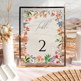 Cartão de Número de Mesa com Letra Wildflower