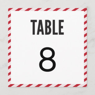 Cartão de Número de Mesa com Listras Rosa Berry Ca