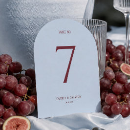 Cartão de Número de Mesa de Casamento Azul e Borgo