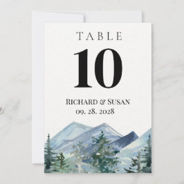 Cartão de Número de Mesa de Casamento com Aquarela