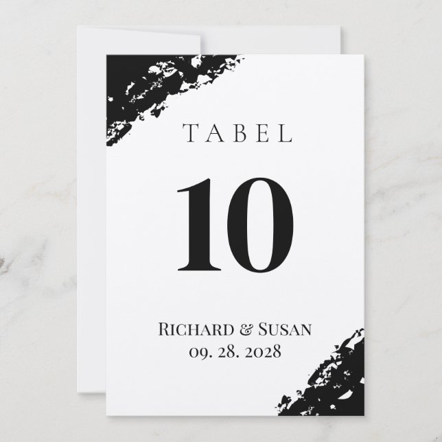 Cartão de Número de Mesa de Casamento com Aquarela (Frente)