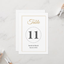 Cartão de Número de Mesa de Casamento com Borda Do