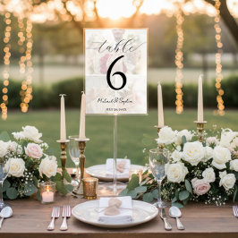 Cartão de Número de Mesa de Casamento com Colagem 