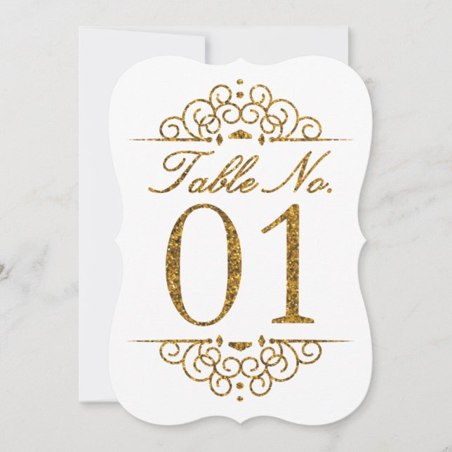 Cartão de Número de Mesa de Casamento com Efeito B (Frente)
