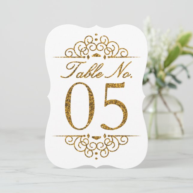 Cartão de Número de Mesa de Casamento com Efeito B (Em pé/Frente)