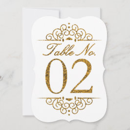 Cartão de Número de Mesa de Casamento com Efeito d