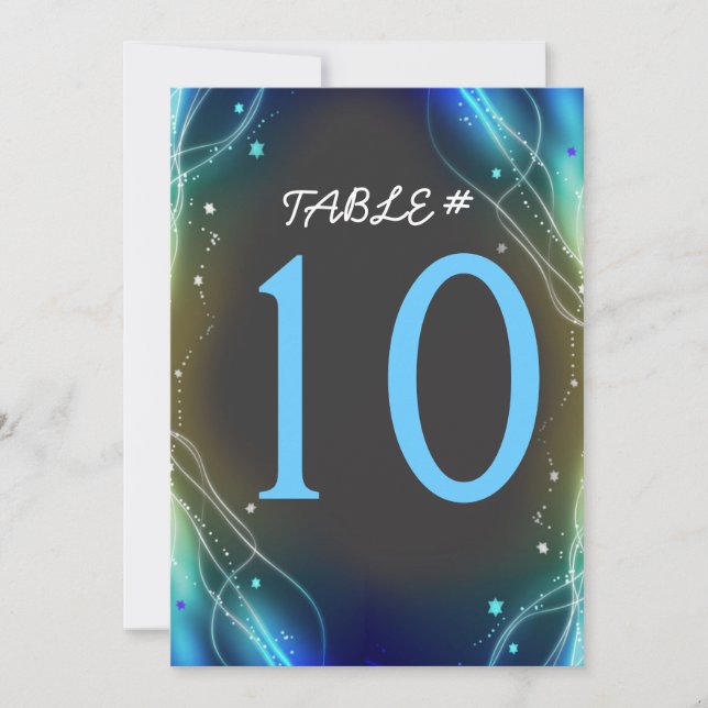 Cartão de Número de Mesa de Casamento com Estrelas (Frente)