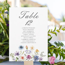 Cartão de Número de Mesa de Casamento com Flores S