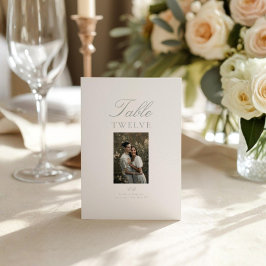 Cartão de Número de Mesa de Casamento com Foto Ele