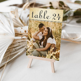 Cartão de Número de Mesa de Casamento com Foto Rús