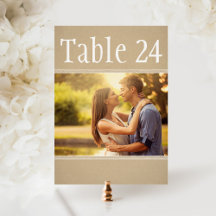 Cartão de Número de Mesa de Casamento com Foto Rús