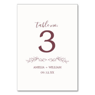 Cartão de Número de Mesa de Casamento com Monogram