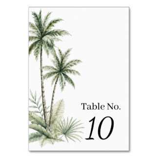 Cartão de Número de Mesa de Casamento com Palmeira