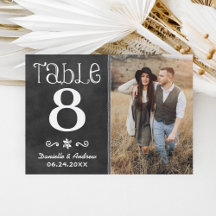 Cartão de Número de Mesa de Casamento com Quadro d