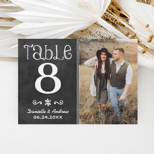Cartão de Número de Mesa de Casamento com Quadro d