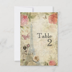 Cartão de Número de Mesa de Casamento com Rosas Co