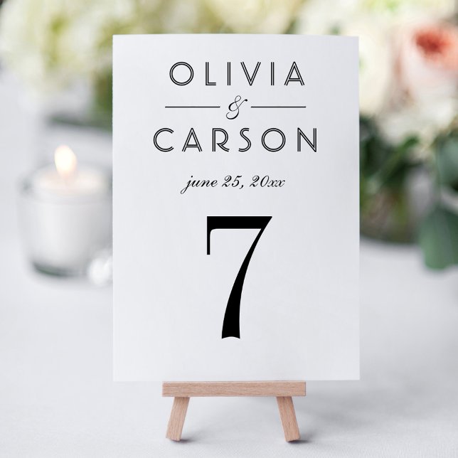 Cartão de Número de Mesa de Casamento com Serifas  (Criador carregado)