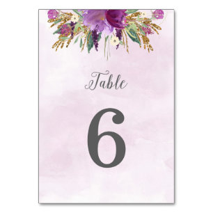 Cartão de Número de Mesa de Casamento das Flores D