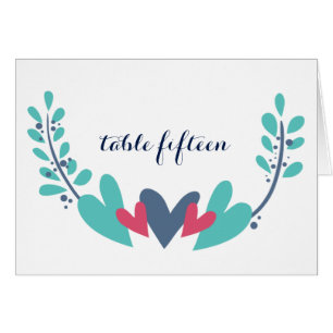 Cartão de Número de Mesa de Casamento de Corações 