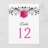 Cartão de Número de Mesa de Casamento de Gerbera R