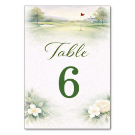 Cartão de Número de Mesa de Casamento de Golfe