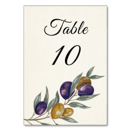Cartão de Número de Mesa de Casamento de Oliva Ele