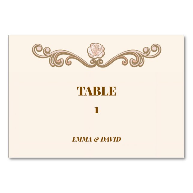 Cartão de Número de Mesa de Casamento Elegante (Frente)
