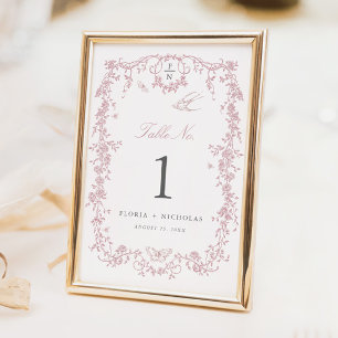 Cartão de Número de Mesa de Casamento em Rosa Toil