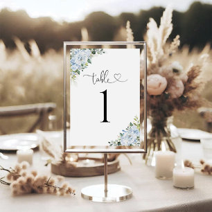 Cartão de Número de Mesa de Casamento Floral Azul