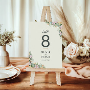 Cartão de número de mesa de casamento floral Boho