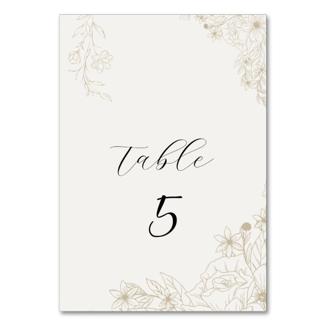 Cartão de Número de Mesa de Casamento Floral Botân (Frente)