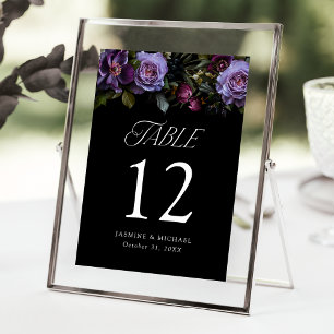 Cartão de Número de Mesa de Casamento Floral Gótic