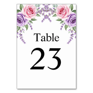 Cartão de Número de Mesa de Casamento Floral Lavan