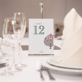 Cartão de Número de Mesa de Casamento Floral Mogol
