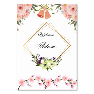 Cartão de Número de Mesa de Casamento Floral Rosa