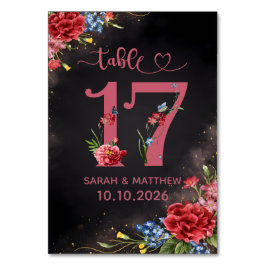 Cartão de Número de Mesa de Casamento Floral Rosa 