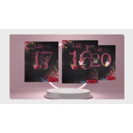 Cartão de Número de Mesa de Casamento Floral Rosad