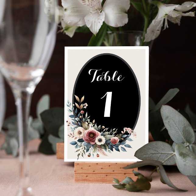 Cartão de Número de Mesa de Casamento Floral Rústi (Elegant Floral Rustic Wedding Table Number Card)