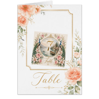 Cartão de Número de Mesa de Casamento Floral Vinta